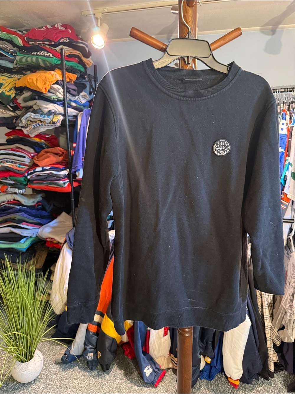 Black Rip Curl Crewneck Sweatshirt